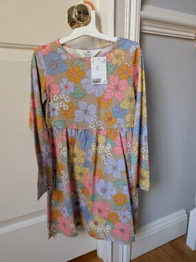 H&M Girls Long Sleeve Floral Dress (Size 6-8)